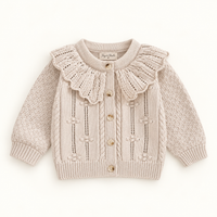 Cardigan Knit - Beige/Chocolate