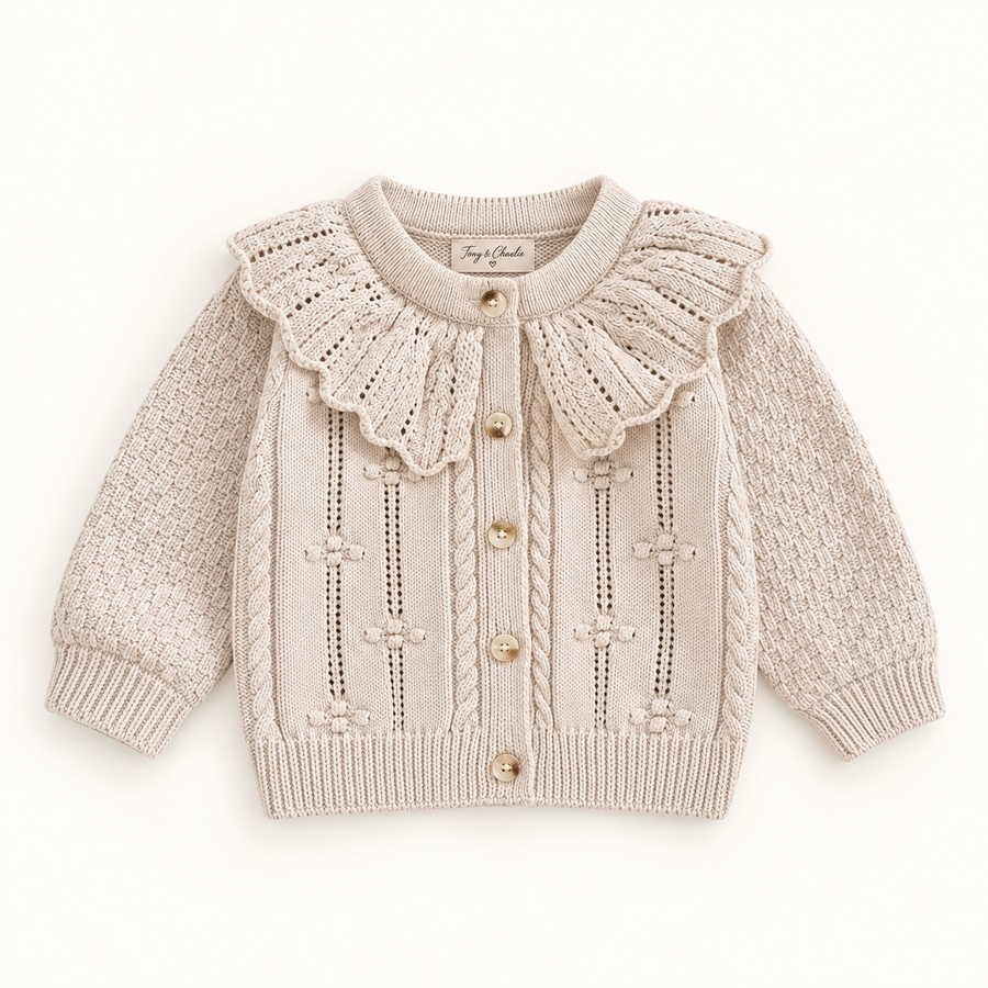 Cardigan Knit - Beige/Chocolate