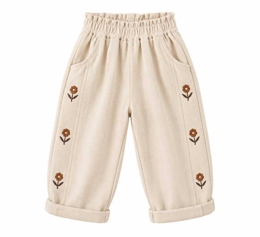 Flowery Trouser - Creme/Chocolate