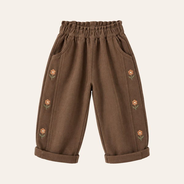 Flowery Trouser in Chocolate, front