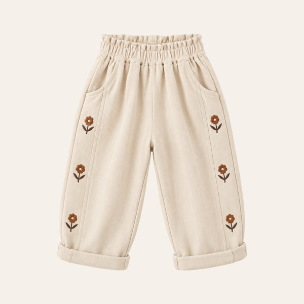 Flowery Trouser in Creme, front
