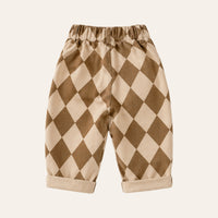 Check Harem Trousers in Brown, back
