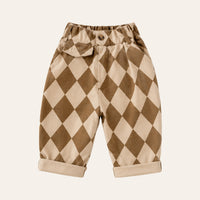 Check Harem Trousers in Brown, front