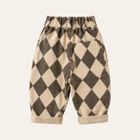 Check Harem Trousers in Charcoal, back