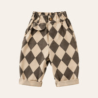 Check Harem Trousers in Charcoal, front