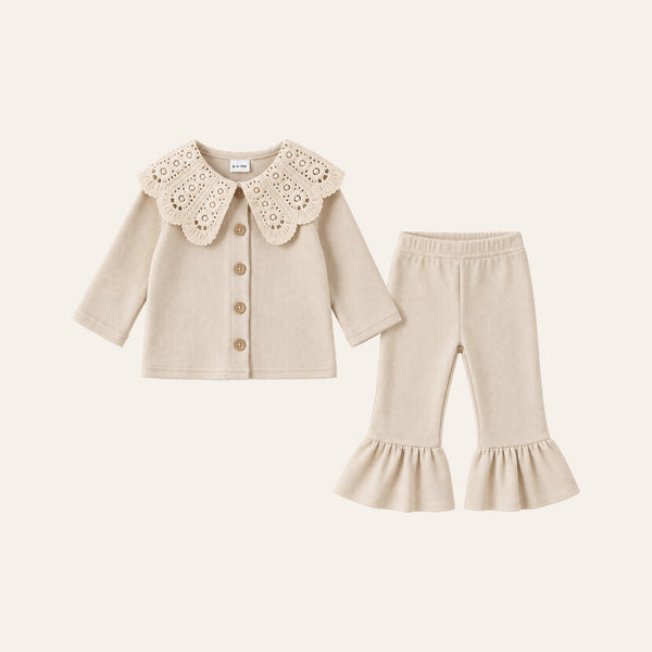 Little Lace Collar Set in Creme, front