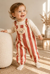Little Dungarees in Red, worn by a child