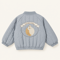 Padded Jacket in Light Blue, back with embroidered patch