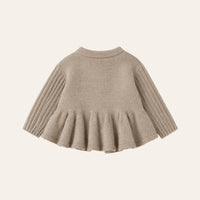 Peplum Knit Cardigan in Taupe, back