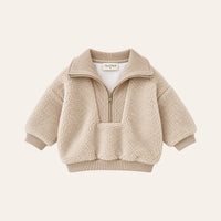 Teddy Zip Jacket in Beige, front
