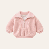 Teddy Zip Jacket in Pink, front