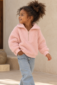 Teddy Zip Jacket in Pink, worn by a child